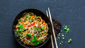 Slow Cooker Pork Peanut Sauce with Zucchini Noodles